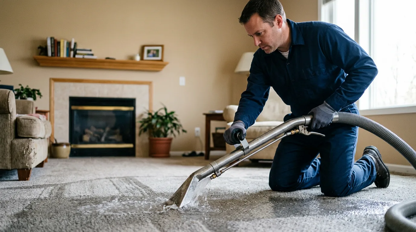 Water damage restoration technician working near Carlisle, IA